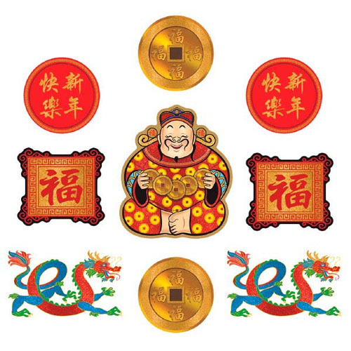 Chinese New Year Cutout Decorations (9pc)